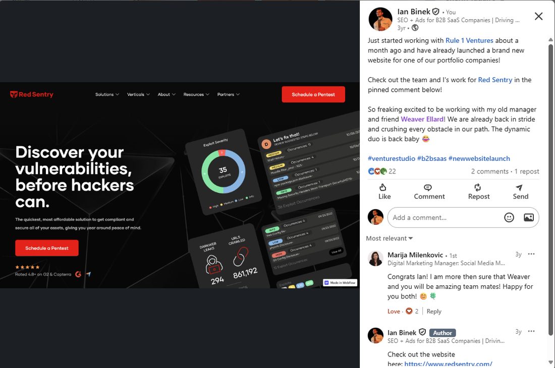 Portfolio company website launch